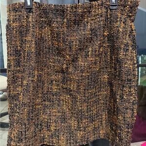 Amanda & Chelsea Brown and Gold Tweed-like Skirt